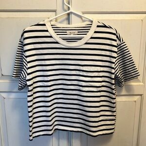Madewell Easy Crop Pocket Tee in Stripe Mix - Size M